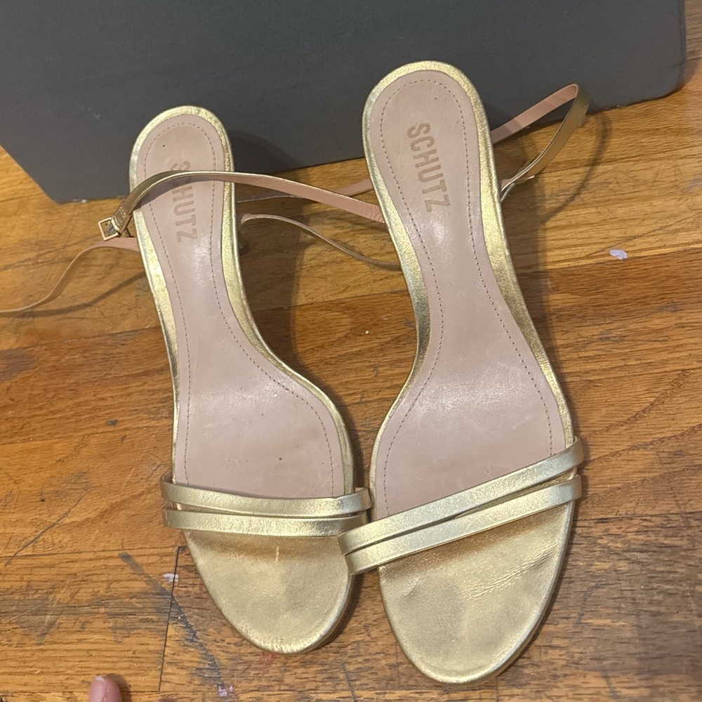 SCHUTZ Metallic Gold Heels